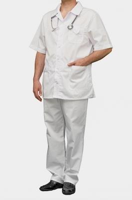 Мужской медицинский костюм К-203 (белый, Поликоттон)