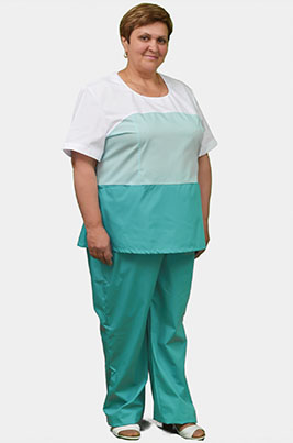 Медицинский костюм К-281 (Большой размер, зеленый, Тиси)